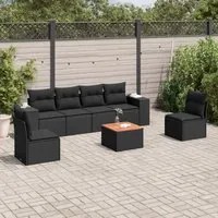 Set Divani da Giardino con Cuscini 7pz Nero Polyrattan 3225390