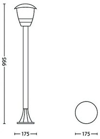 Philips 15383/31/16 - Lampada da esterno MYGARDEN CREEK 1xE27/60W/230V