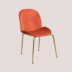 Confezione da 2 sedie in velluto Pary Rosso Mattone & Dorato - Sklum