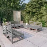 Set Divani da Giardino 6 pz Grigio in Legno Massello di Pino 3075411