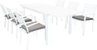 DAVID - set tavolo da giardino con sedie allungabile 160/240x90 Posti: 6, Colore: Bianco