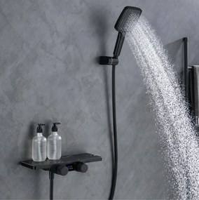 Sistema doccia ELITE EDITION BBT2053 termostatico con LED e getti multipli, in più finiture tra cui nero opaco e grigio grafite — Nero opaco pietra