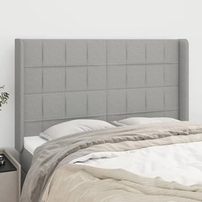 Testiera Ad Orecchio Grigio Chiaro 147x16x118/128 Cm İn Tessuto /