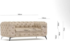 Divano beige con rivestimento in velluto 185 cm Chelsea – Ropez