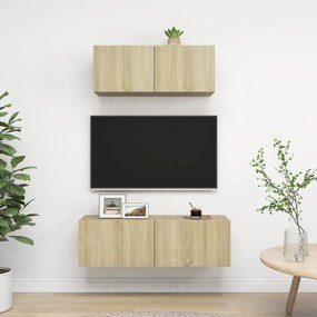 Set di mobili porta tv 2 pz rovere sonoma in legno multistrato