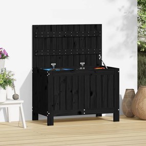 Contenitore Da Giardino Nero 76x42,5x54 Cm Legno Massello Pino /