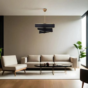 Lampadario nero/dorato con paralume in tessuto ø 40 cm Couper – Opviq lights