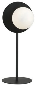 Lampada Da Tavolo Contemporanea Ippolita 1 Luce In Acciaio Nero E Vetro Opalino