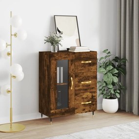 Credenza Rovere Fumo 69,5x34x90 Cm İn Legno Multistrato /