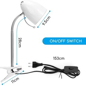 Aigostar -  Lampada da tavolo con morsetto 1xE27/11W/230V bianco/cromo