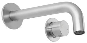 Miscelatore lavabo a muro satinato senza leva in acciaio inox Gemini