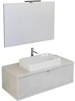 Mobile Bagno Sospeso 110 cm Lavabo e Specchio Bonussi Orione Grigio Effetto Cemento