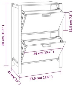 Scarpiera Bianca 57,5x33x80 cm in Legno Multistrato