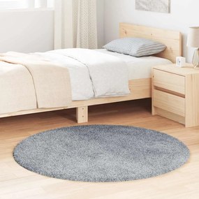 Tappeto Shaggy A Pelo Lungo Navarra Grigio Argento 120x120cm /