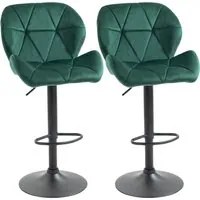 Set 2 Sgabelli da Bar 51,5x57,5x93-114,5 cm in Tessuto Effetto Velluto Verde