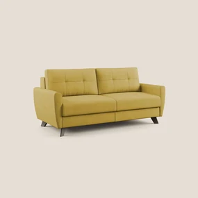 Callisto Divano letto matrimoniale in tessuto morbido impermeabile T02 giallo 208 cm (mat. 160x197)