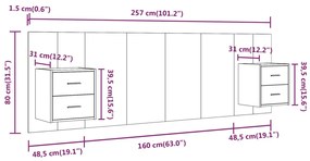 Testiera per Letto con Comodini in Legno Multistrato Nero