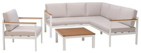 Salotto da giardino angolare  Oris NATERIAL in alluminio bianco con cuscini in poliestere beige per 5 persone