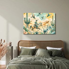 Quadro su tela – Cowboy nel paesaggio desertico