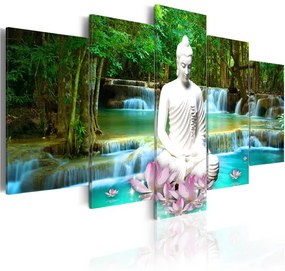 Quadro Zen Waterfall  Colore Verde, Dimensioni e Misure 200x100