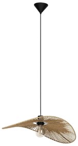 Lampadario Natura Siruela nero paralume caramello E27 Ø56cm EGLO