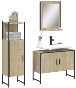 Set Di Mobili Da Bagno 3 Pz Rovere Sonoma İn Legno Multistrato /