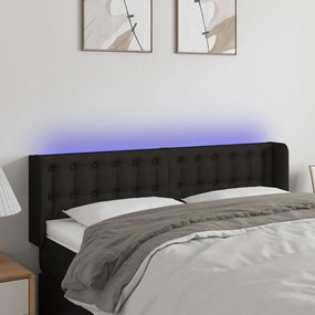 Testiera A Led Nera 147x16x78/88 Cm İn Tessuto /