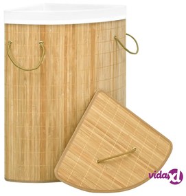 vidaXL Cesto Portabiancheria Angolare in Bambù 60 L