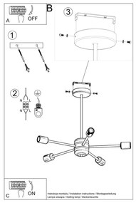 Sollux SL.1022 - Lampadario su palo LANGO 5xE27/60W/230V nero