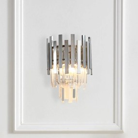 Eko-Light Applique Aspen, metallo cromato, cristalli di vetro, Ø 25 cm