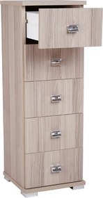Cassettiera in legno con 5 cassetti 32x91h cm Larice Grigio