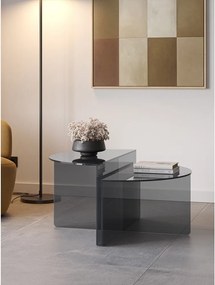 Set di tavolini da salotto rotondi grigi in vetro 2 pz ø 80 cm Velta – MOME