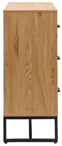 Comò 3 cassetti finitura legno chiaro rovere e metallo nero L100 cm LOVATO