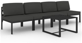 Set divani da giardino 5 pz con cuscini in alluminio antracite