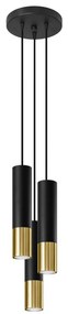 Sollux SL.0955 - Lampadario a sospensione con filo LOOPEZ 3xGU10/10W/230V arrotondato nero/oro
