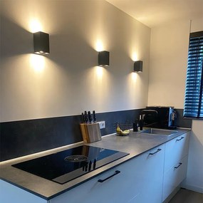 Lampada da parete moderna nera quadrata 2 luci - Sandy