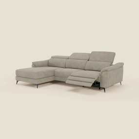 Arcos Divano con penisola - piedini alti e poggiatesta reclinabili in microfibra impermeabile T11 tortora