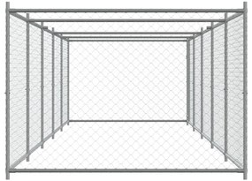 Gabbia per cani con porta grigia 10x2x1,5 m in acciaio zincato