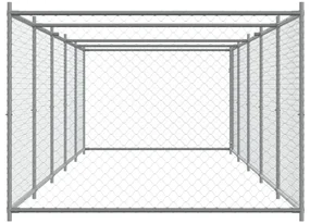 Gabbia per cani con porta grigia 10x2x1,5 m in acciaio zincato