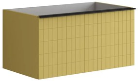 Mobile da bagno sotto lavabo Pixel grid giallo laccato L 80 x H 40 x P 45.5 cm 2 cassetti, lavabo non incluso