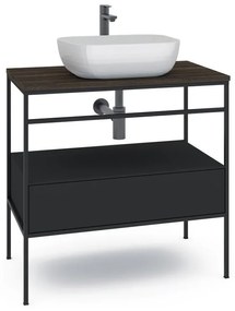 Mobile sottolavabo e lavabo Outline nero L 60 x H 92 x P 45.5 cm