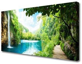 Quadro su tela Cascata del lago naturale 100x50 cm