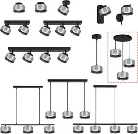 Brilagi - Lampada a sospensione su cavo AURA LUX 3xGX53/30W/230V nero/fumé