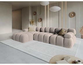 Divano angolare componibile in marrone chiaro (con penisola a sinistra) con rivestimento in velluto Bellis – Micadoni