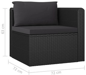 Set Divani da Giardino 7 pz con Cuscini in Polyrattan Nero