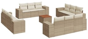 Set divano da giardino 13 pz con cuscini beige in polyrattan