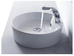 Kamalu - Lavabo rotondo da appoggio diametro 46cm in ceramica bianca | Litos-446