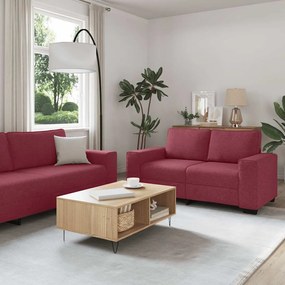 Set Di Divani 2 Pz Con Cuscini Rosso Vino İn Tessuto /