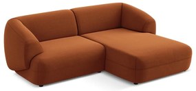 Divano angolare arancione (con penisola a destra) con rivestimento in velluto Moana – Makamii