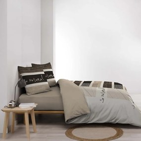 Set copripiumino e federa marrone in cotone per letto matrimoniale 200x200 cm So Natural – douceur d'intérieur